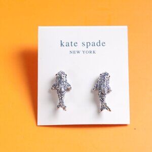 Kate Spade California Dreaming Shark Blue Stud Earrings Silver